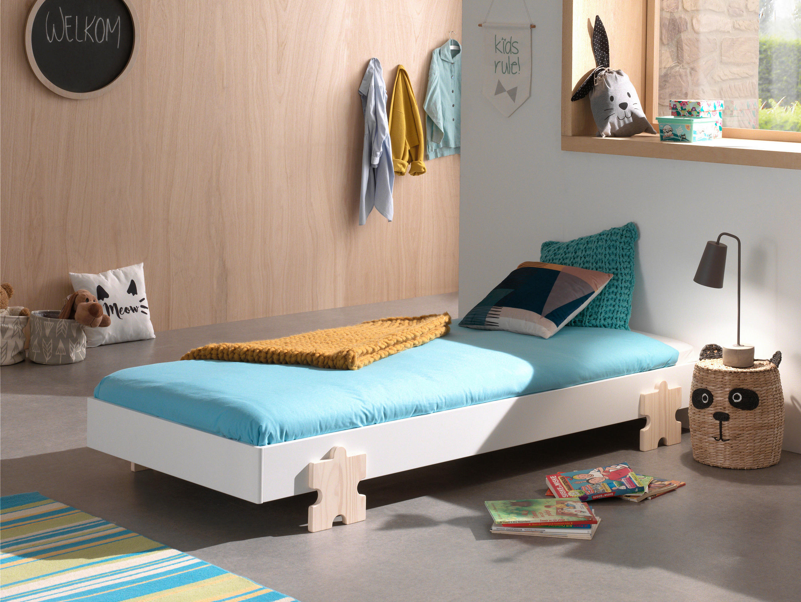 KINDER-/JUNIORBETT 90/200 cm  in Weiß  - Weiß/Kieferfarben, MODERN, Holz/Holzwerkstoff (90/200cm) - Vipack