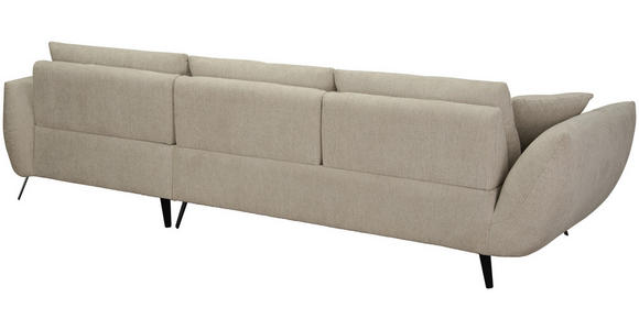 ECKSOFA Taupe Chenille Armlehnenkissen, Rücken echt, Sitztiefenverstellung  - Taupe/Schwarz, KONVENTIONELL, Textil/Metall (215/313cm) - Hom`in