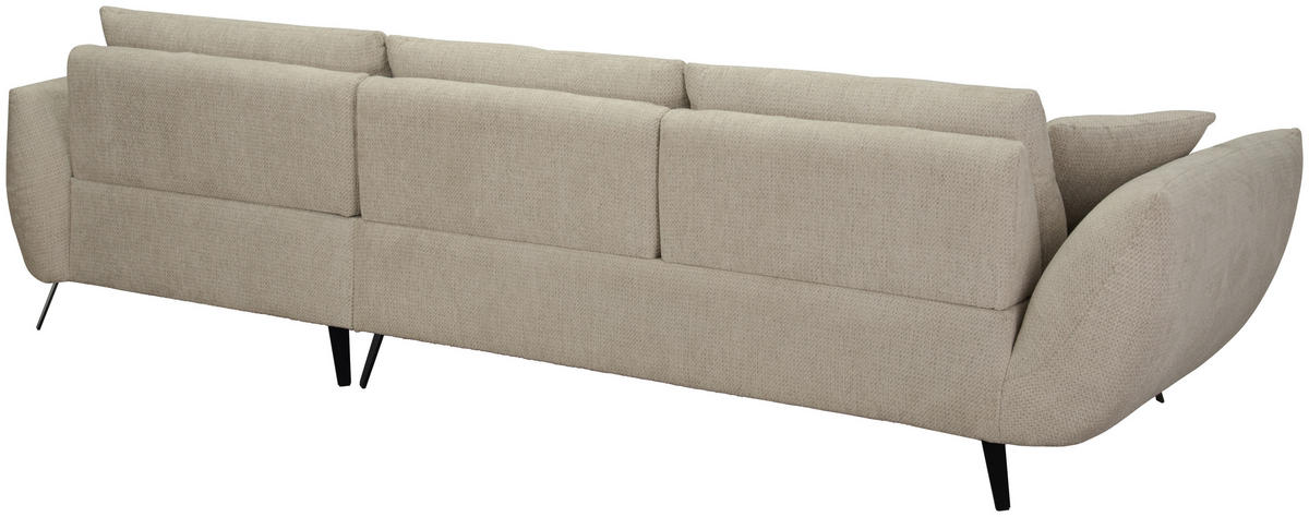 ECKSOFA Taupe Chenille Armlehnenkissen, Rücken echt, Sitztiefenverstellung  - Taupe/Schwarz, KONVENTIONELL, Textil/Metall (215/313cm) - Hom`in