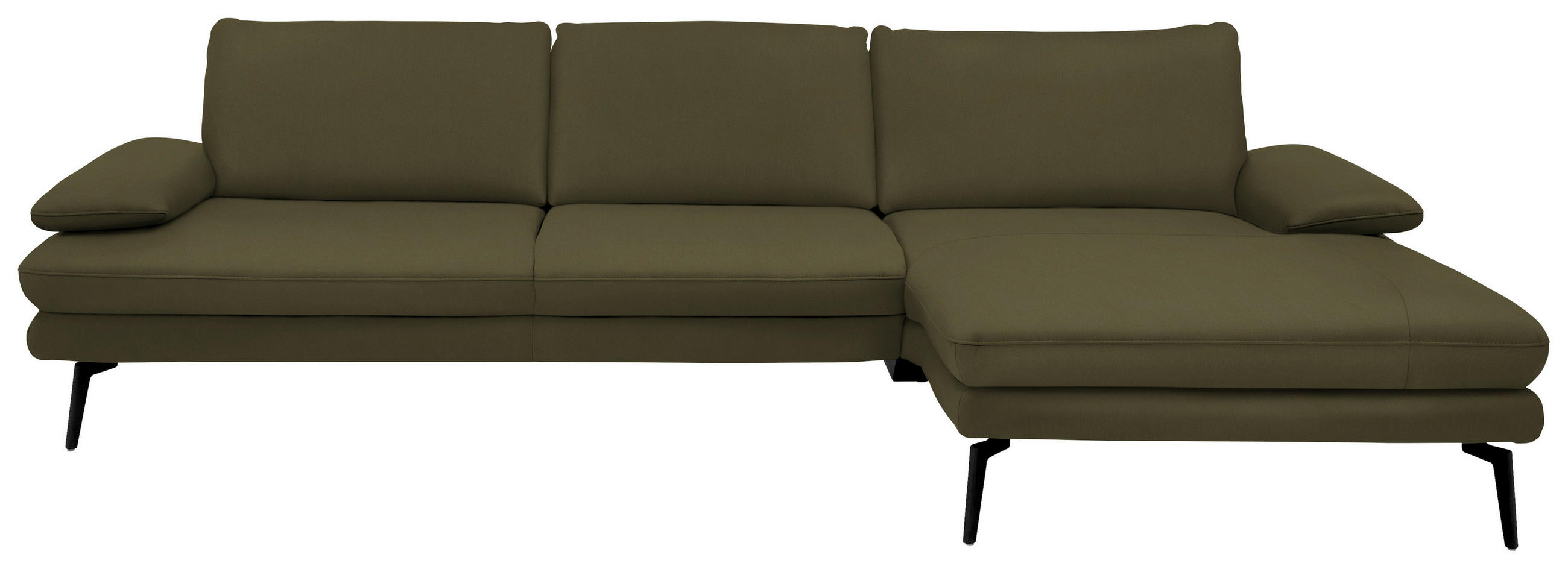 ECKSOFA in Echtleder Olivgrün  310/180 cm  - Schwarz/Olivgrün, Design, Leder/Metall (310/180cm) - Dieter Knoll