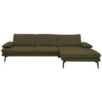 ECKSOFA in Echtleder Olivgrün  - Schwarz/Olivgrün, Design, Leder/Metall (310/180cm) - Dieter Knoll