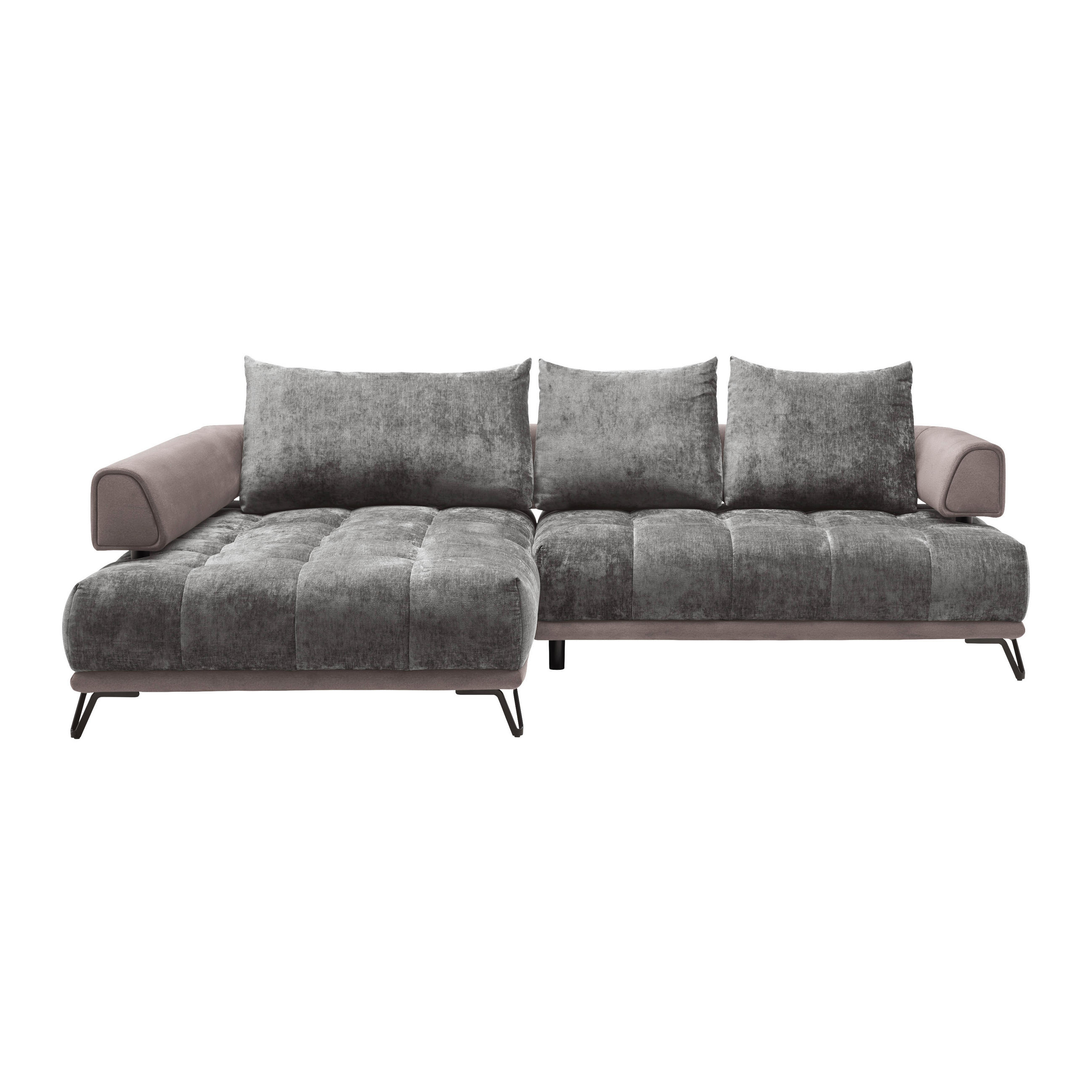 HÖRNSOFFA i grå  - grå/svart, Modern, metall/textil (184/67-87/262cm) - MID.YOU