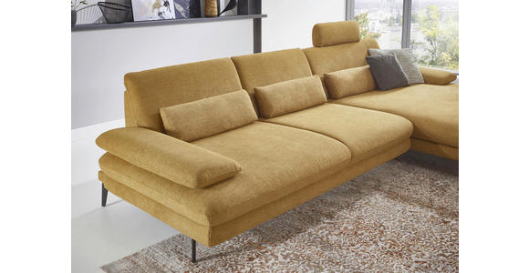 ECKSOFA in Chenille Currygelb  - Currygelb/Schwarz, Design, Textil/Metall (310/180cm) - Dieter Knoll