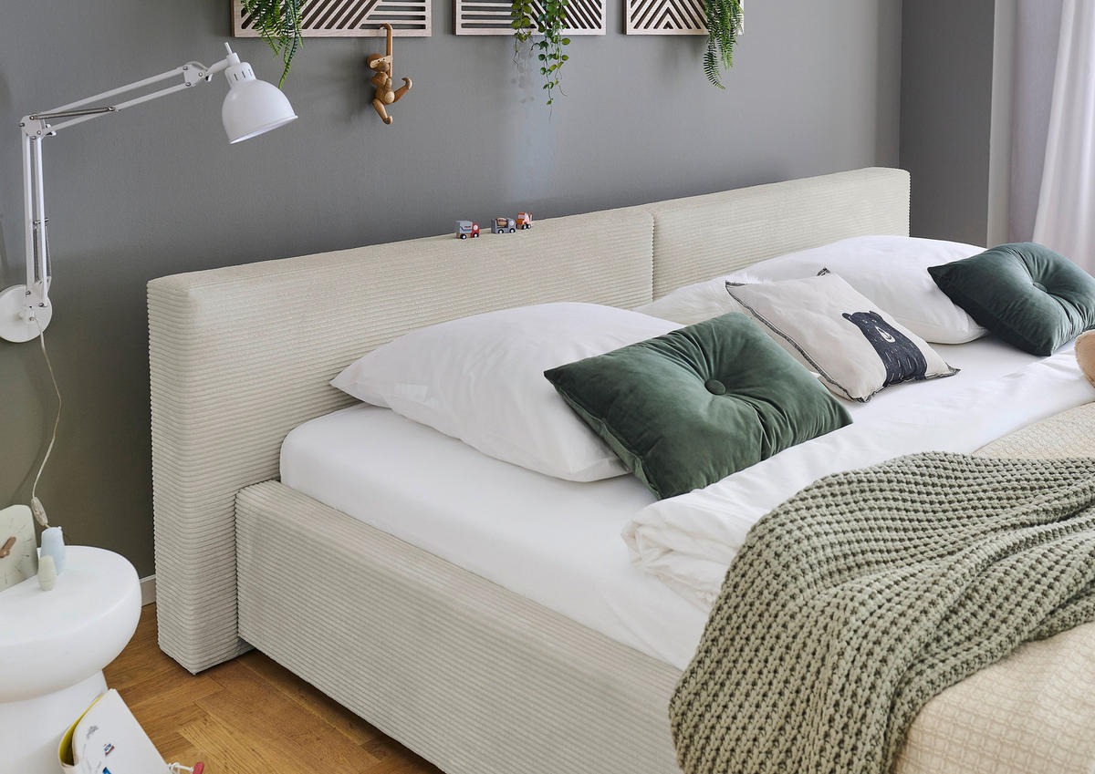 POLSTERBETT 240/200 cm,  in Beige, Lattenrost, Bettkasten,  - Beige, Basics, Holz/Textil (240/200cm) - Boxxx