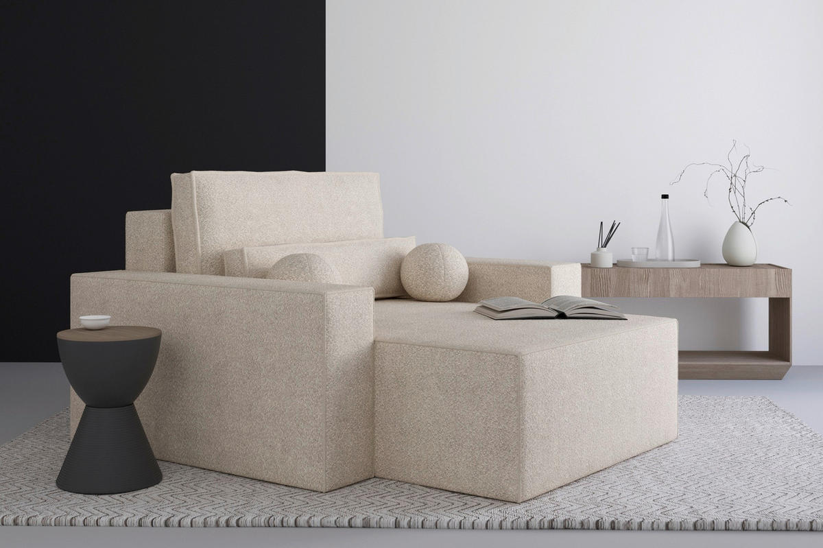 XXL-SESSEL - Sandfarben/Schwarz, Design, Textil (146/85/162cm) - MID.YOU