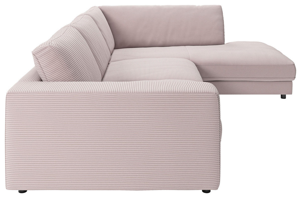 ECKSOFA in Cord Rosa  - Schwarz/Rosa, Design, Kunststoff/Textil (325/224cm) - Pure Home Lifestyle