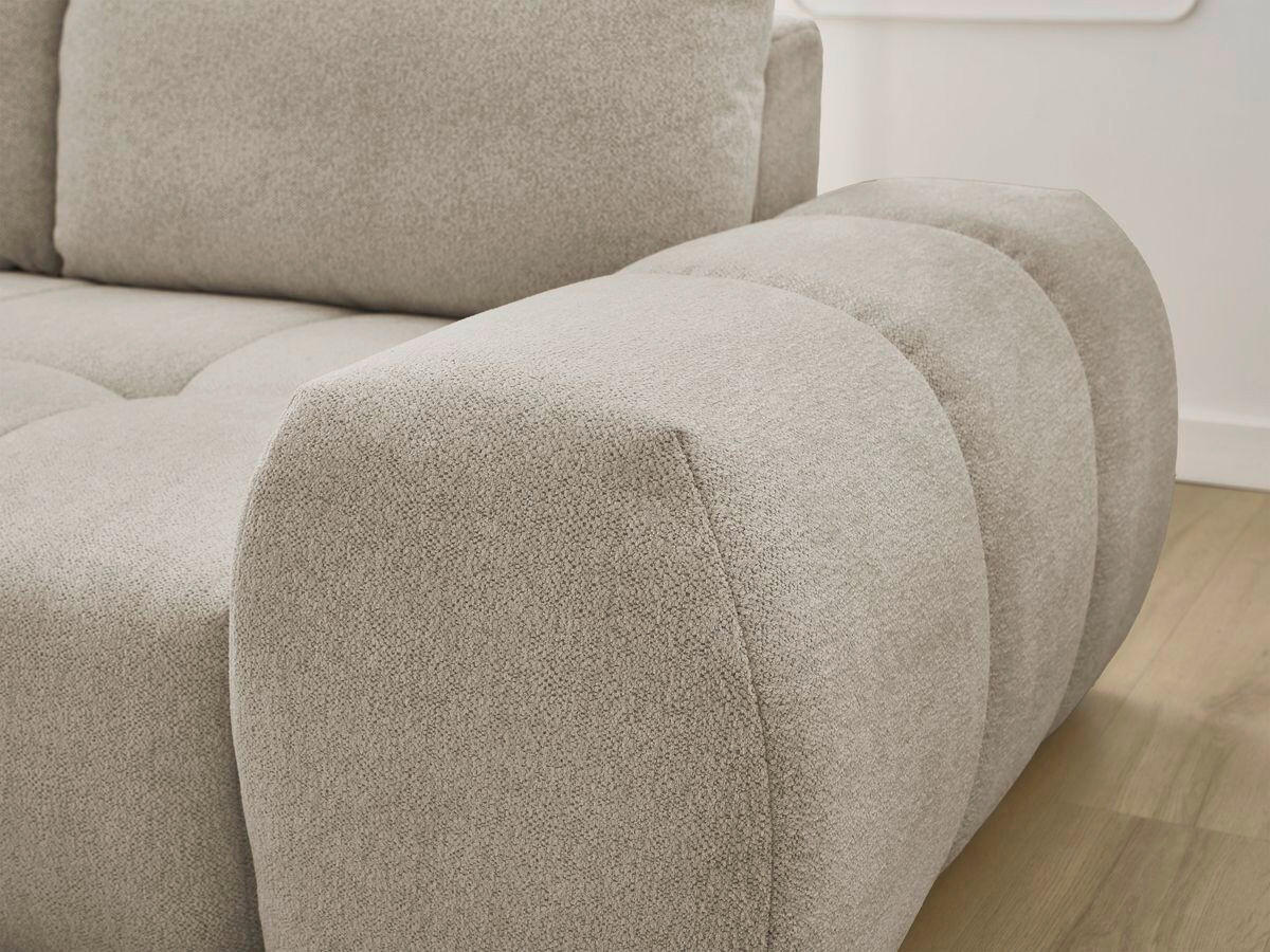 ECKSCHLAFSOFA EVEREST  mit Rücken echt, Armteil links, Armteil rechts Flachgewebe Taupe  - Taupe/Schwarz, MODERN, Kunststoff/Textil (180/318cm) - Livetastic