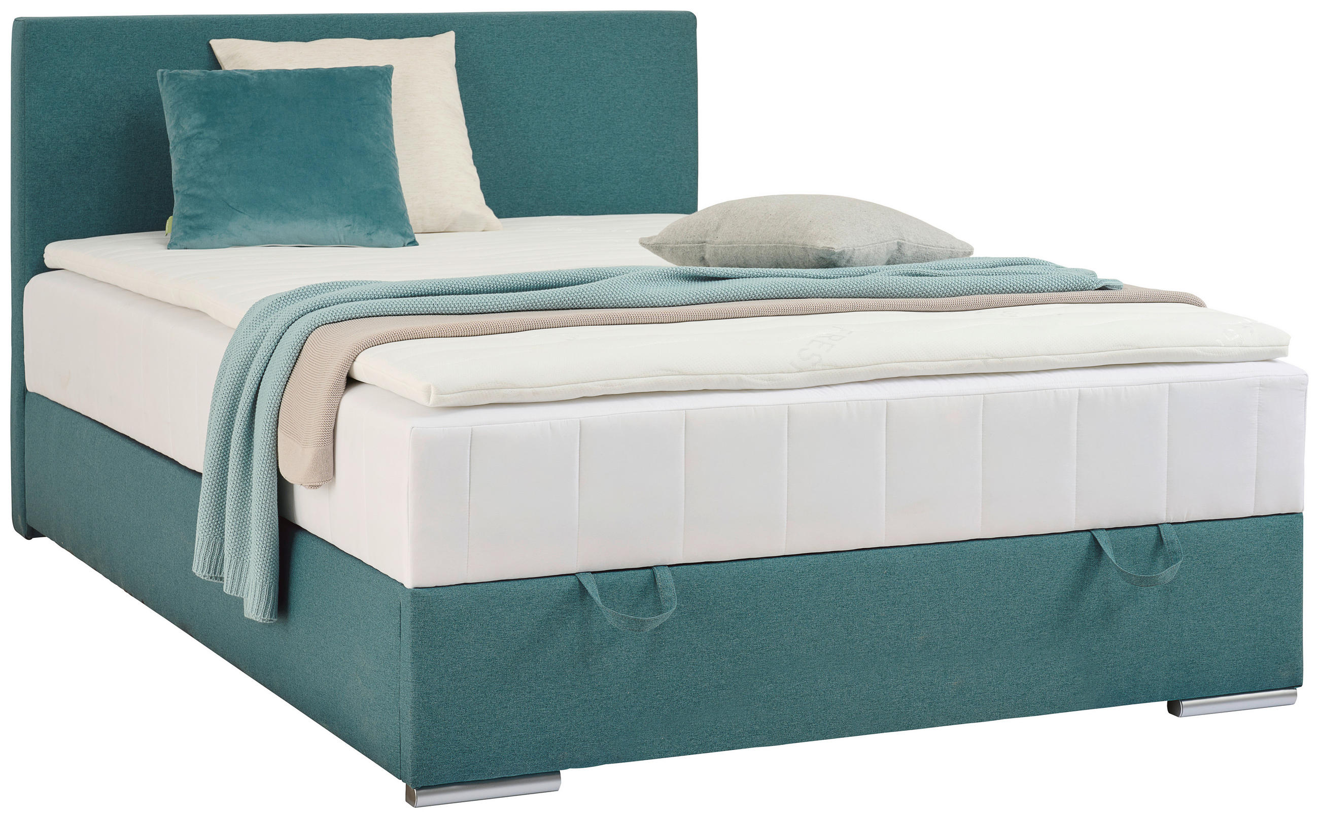 BOX-ÁGY 120/200 cm  olajkék  - olajkék/krómszínű, Konventionell, műanyag/textil (120/200cm) - Carryhome