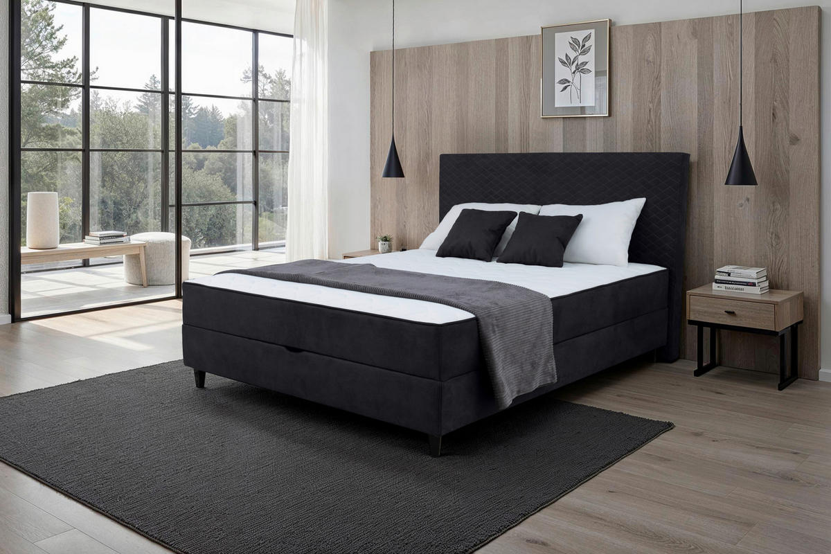 BOXBETT 120/200 cm  in Schwarz  - Schwarz, KONVENTIONELL, Kunststoff/Textil (120/200cm) - Carryhome