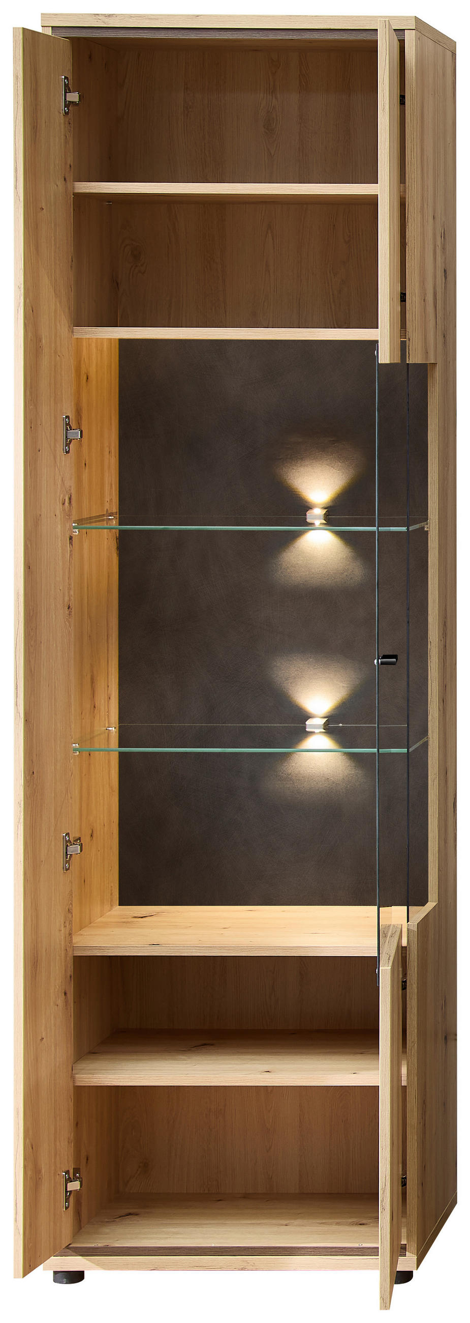 VITRINE Anthrazit, Eiche Artisan  60/205/40 cm  - Anthrazit/Schwarz, Design, Glas/Holzwerkstoff (60/205/40cm) - Stylife