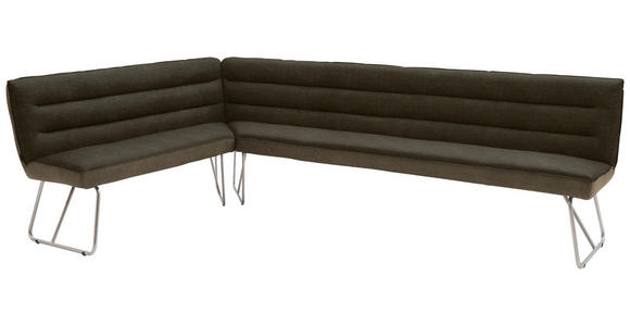 ECKBANK 174/284 cm  in Braun, Edelstahlfarben  - Edelstahlfarben/Braun, Design, Textil/Metall (174/284cm) - Dieter Knoll