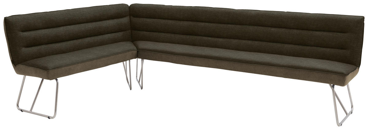 ECKBANK 184/304 cm  in Braun, Edelstahlfarben  - Edelstahlfarben/Braun, Design, Textil/Metall (184/304cm) - Dieter Knoll