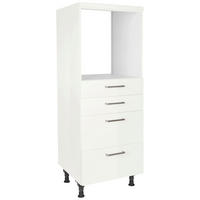 GERÄTEUMBAUSCHRANK 60/168/58 cm  in Weiß Hochglanz  - Edelstahlfarben/Weiß Hochglanz, MODERN, Holzwerkstoff/Metall (60/168/58cm) - Nobilia