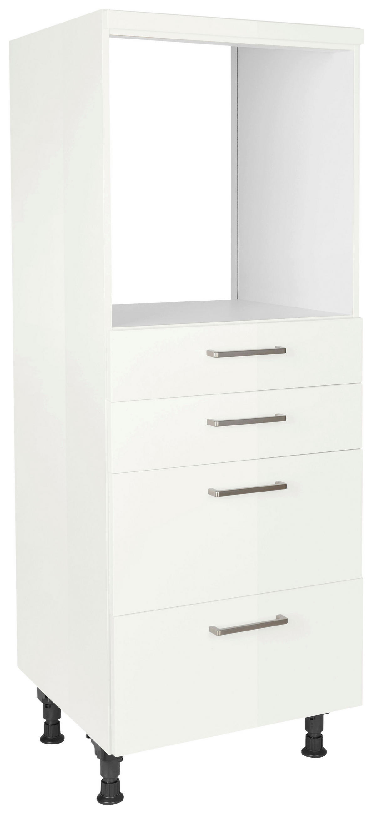 GERÄTEUMBAUSCHRANK 60/168/58 cm  in Weiß Hochglanz  - Edelstahlfarben/Weiß Hochglanz, MODERN, Holzwerkstoff/Metall (60/168/58cm) - Nobilia