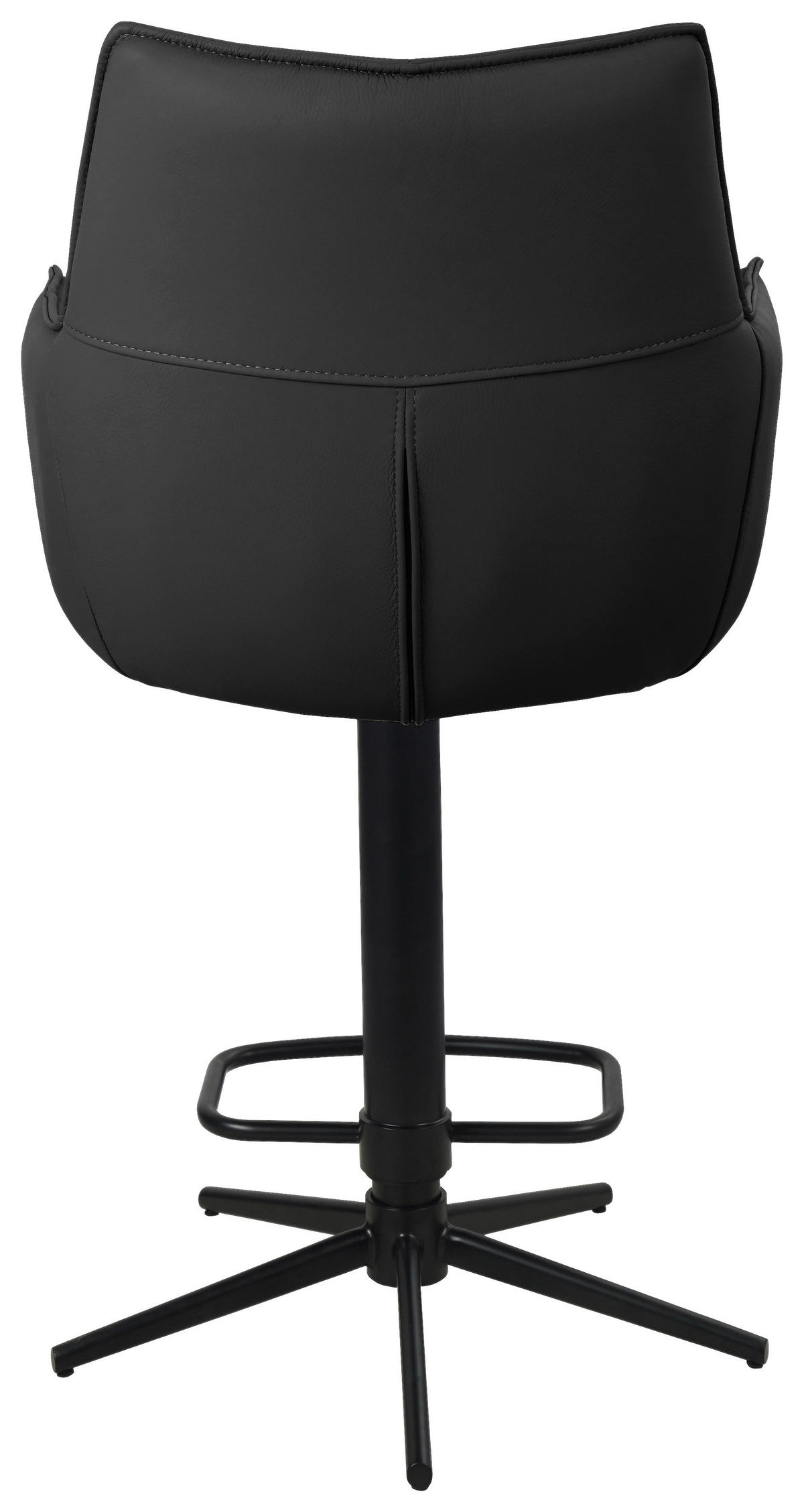 BARHOCKER in Metall, Leder Schwarz  - Schwarz, Design, Leder/Metall (54/96-121/56cm) - Novel