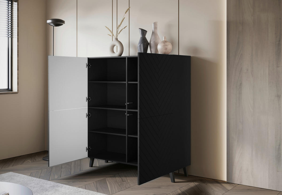 HIGHBOARD  in 120/132/39,1 cm  - Schwarz, Design, Holzwerkstoff/Kunststoff (120/132/39,1cm) - Livetastic