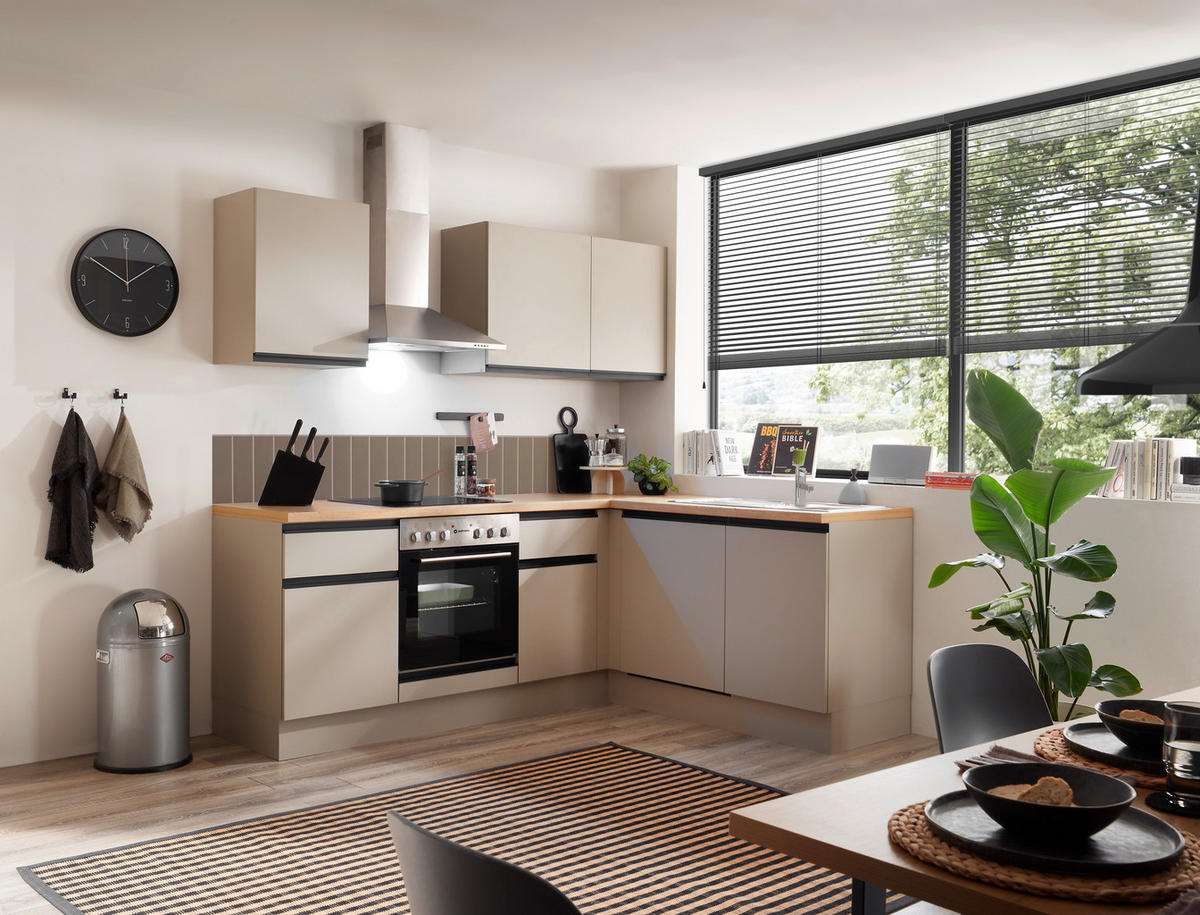 ECKKÜCHE 220/175 cm  in Seidengrau  - Eichefarben/Seidengrau, Trend, Holzwerkstoff/Metall (220/175cm) - P & B