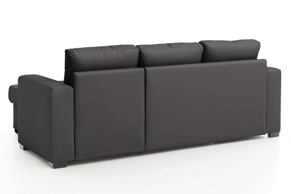 ECKSOFA in Lederlook Dunkelgrau  220/150 cm  - Dunkelgrau, Basics, Kunststoff/Textil (220/150cm) - MID.YOU