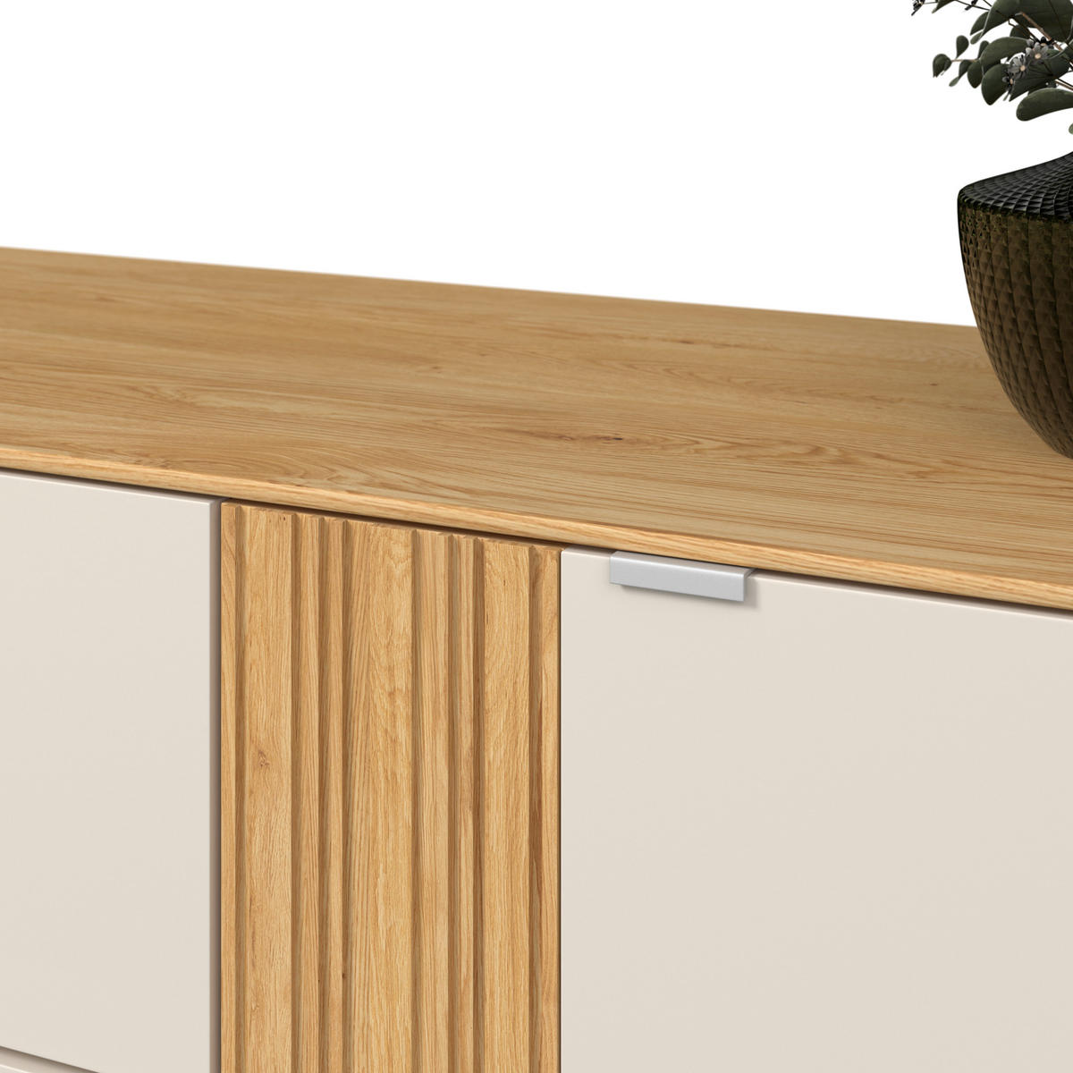 WOHNWAND  Kaschmir, Wildeiche 306,3/203,5/45,2 cm    - Kaschmir/Wildeiche, Design, Glas/Holz (306,3/203,5/45,2cm) - Dieter Knoll