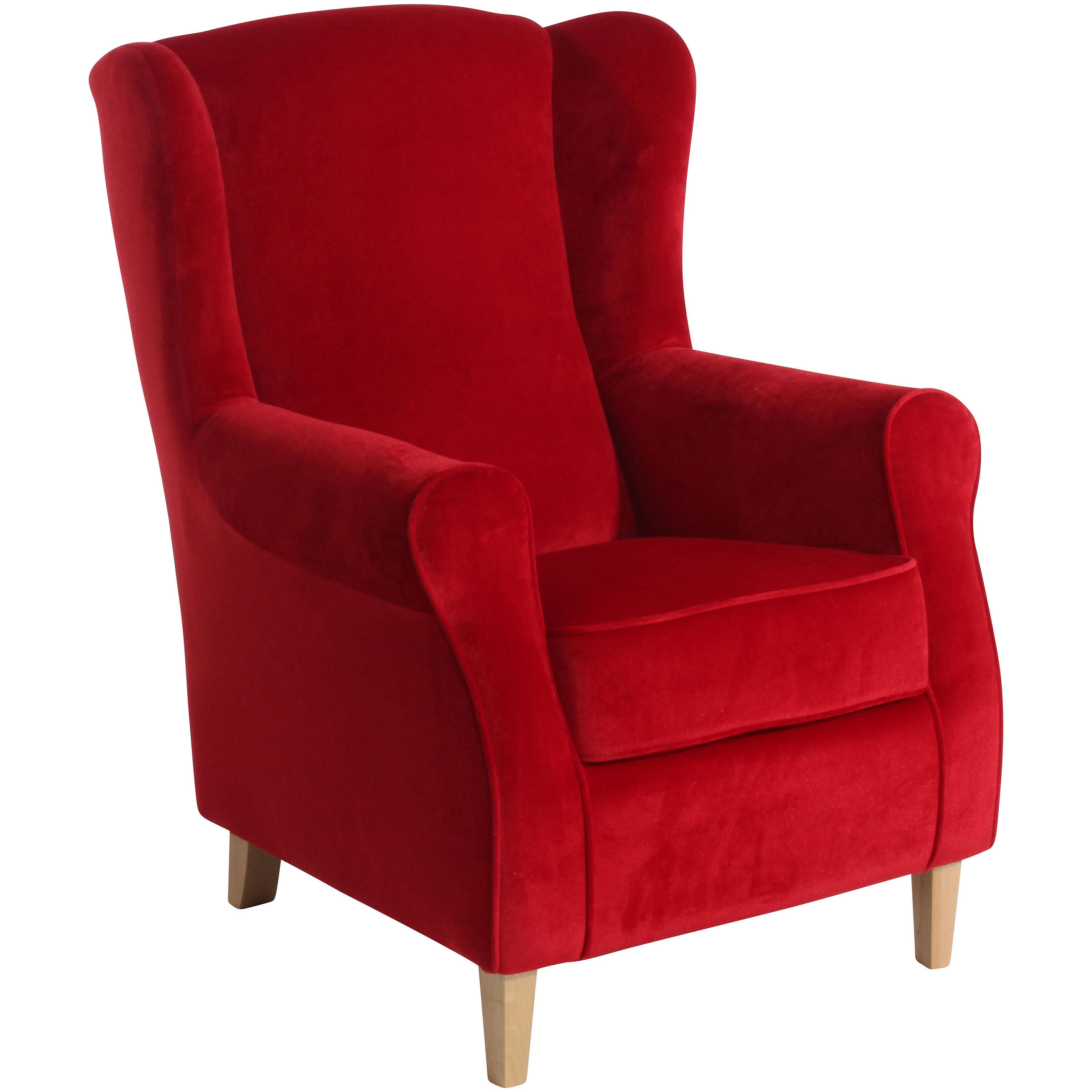 OHRENSESSEL in Samt, Velours Rot  - Buchefarben/Rot, Design, Holz/Textil (77/103/86cm) - Max Winzer