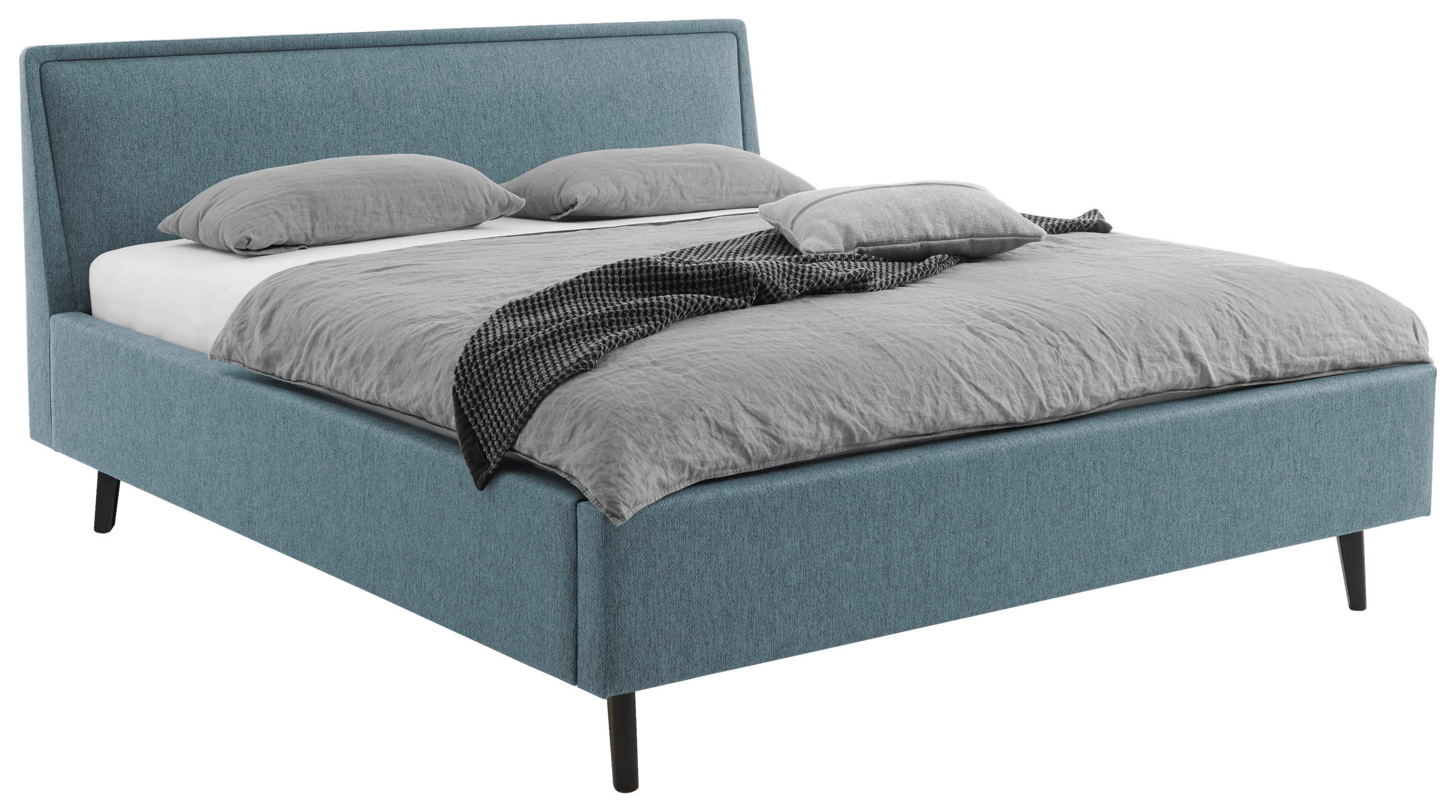 POLSTERBETT FRIEDA Lattenrost, Bettkasten 140/200 cm in Blau - Blau/Schwarz, KONVENTIONELL, Holz/Textil (140/200cm) - Livetastic