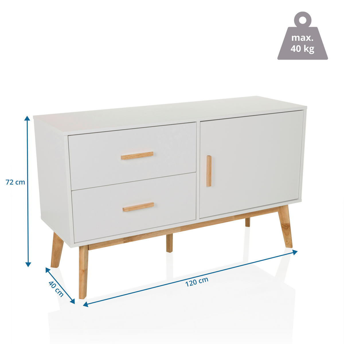 SIDEBOARD  in 120/72/40 cm  - Hellbraun/Weiß, MODERN, Holzwerkstoff (120/72/40cm) - MID.YOU