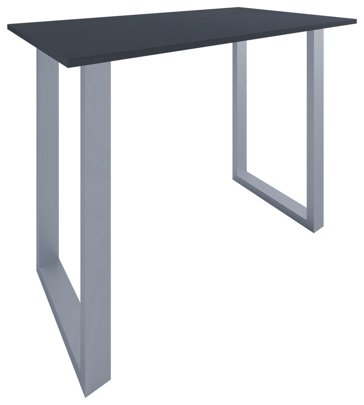 BARTISCH rechteckig Anthrazit, Silberfarben  - Anthrazit/Silberfarben, KONVENTIONELL, Holzwerkstoff/Metall (140/80/102cm)