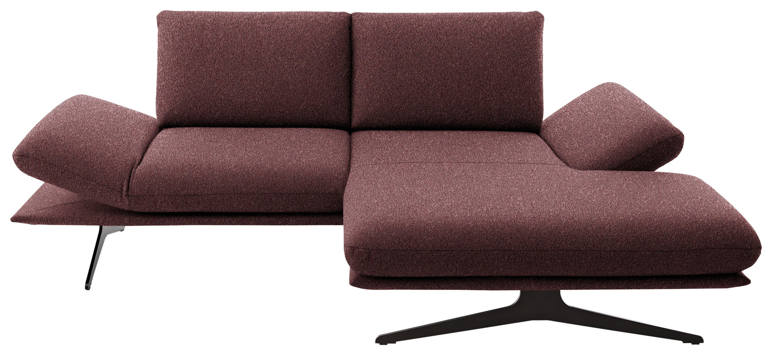 ECKSOFA  in Flachgewebe Bordeaux  234/155 cm  - Bordeaux/Schwarz, Design, Textil/Metall (234/155cm) - Dieter Knoll