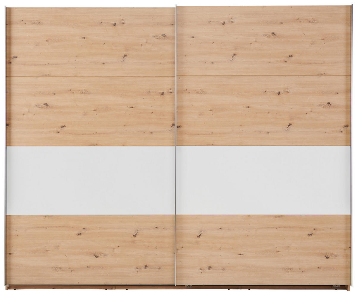SCHWEBETÜRENSCHRANK 240/225/64 cm 2-türig Graphitfarben, Weiß, Eichefarben  - Chromfarben/Eichefarben, KONVENTIONELL, Holzwerkstoff/Metall (240/225/64cm) - Xora