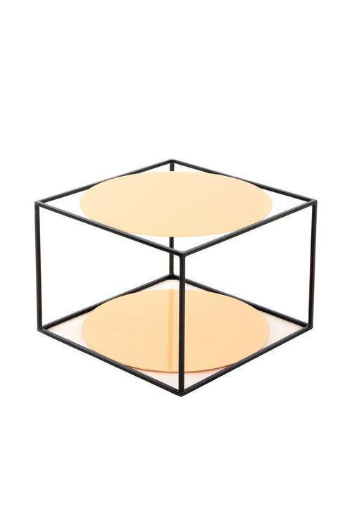 PRÍRUČNÝ STOLÍK, oranžová, čierna - oranžová/čierna, Basics, kov/sklo (50/50/36cm)