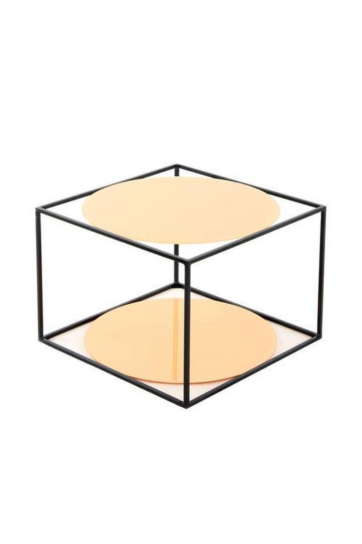 PRÍRUČNÝ STOLÍK, oranžová, čierna - oranžová/čierna, Basics, kov/sklo (50/50/36cm)