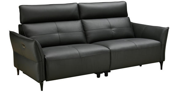 2-SITZER-SOFA  in Echtleder Schwarz   - Schwarz, Design, Leder/Metall (191/98/101cm) - Novel