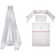 SET ZA POSTELJICO CROWN GIRL - roza/bela, Basics, tekstil - Patinio