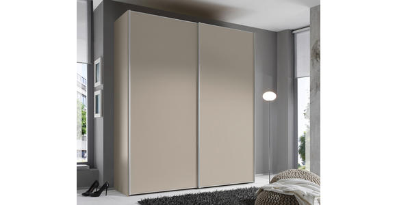 SCHWEBETÜRENSCHRANK  in Sandfarben  - Sandfarben/Alufarben, Design, Holzwerkstoff/Metall (225/222/68cm) - Moderano