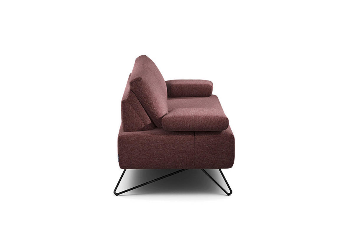 2-SITZER-SOFA Chenille Rot  - Rot/Schwarz, Design, Textil/Metall (164-194/85/86-94cm) - SENSOO