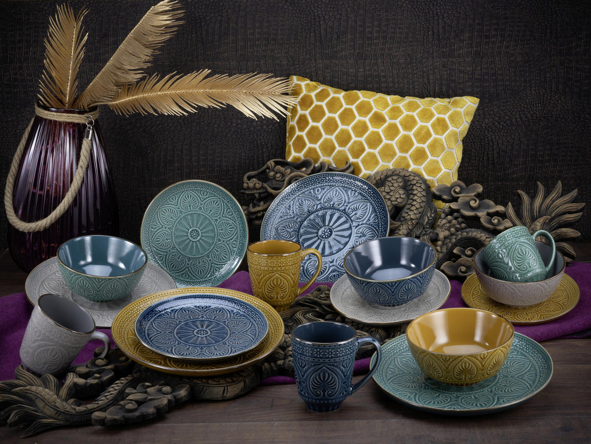 KOMBISERVICE 16-teilig  - Smaragdgrün/Gelb, LIFESTYLE, Keramik (33/30/32cm) - Creatable