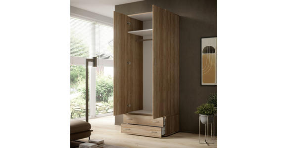 DREHTÜRENSCHRANK in Sonoma Eiche - Alufarben/Sonoma Eiche, MODERN, Holzwerkstoff/Kunststoff (81/176/50,8cm) - Carryhome