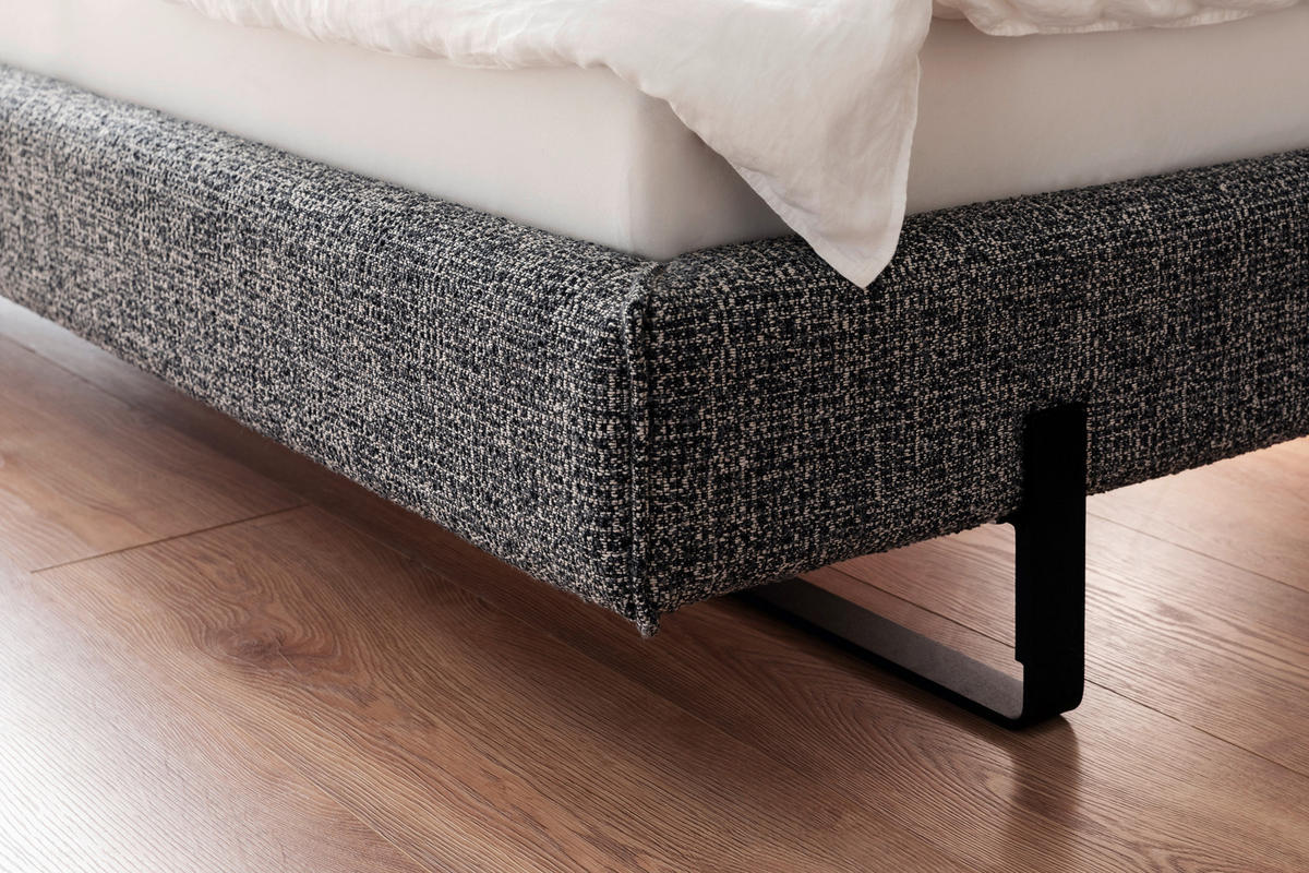 POLSTERBETT 180/200 cm  in Schwarz, Weiss  - Weiss/Schwarz, Design, Textil/Metall (180/200cm) - MID.YOU
