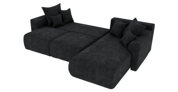 ECKSOFA in Samt Dunkelgrau  - Chromfarben/Dunkelgrau, KONVENTIONELL, Kunststoff/Textil (293/195cm) - Carryhome