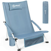 STRANDSESSEL 55/60/65 cm  - Blau/Silberfarben, Basics, Textil/Metall (55/60/65cm) - Modante