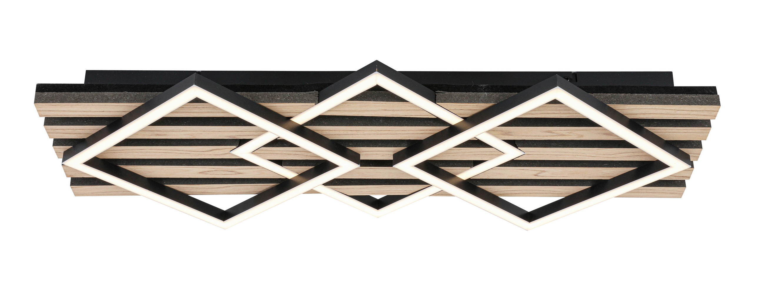 LED-DECKENLEUCHTE 33 W    63/29/7,5 cm  - Eichefarben/Schwarz, Basics, Holzwerkstoff/Kunststoff (63/29/7,5cm) - Novel