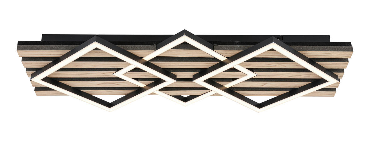 LED-DECKENLEUCHTE 63/29/7,5 cm   - Eichefarben/Schwarz, Basics, Holzwerkstoff/Kunststoff (63/29/7,5cm) - Novel