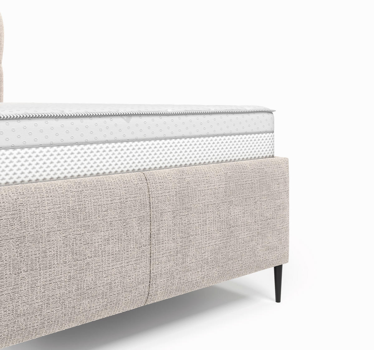 POLSTERBETT 180/200 cm,  in Beige, gepolstertes Kopfteil, Lattenrost,  - Beige/Schwarz, Design, Holz/Textil (180/200cm) - Boxxx