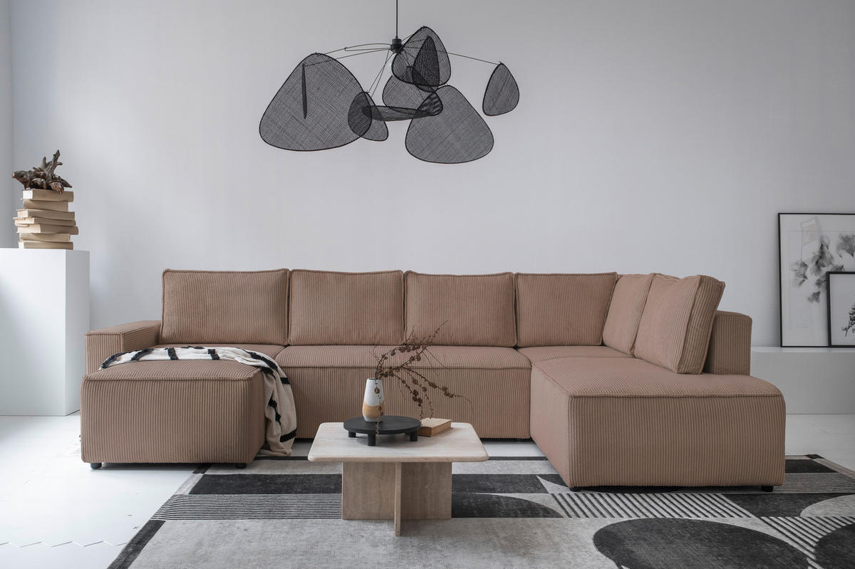 SJEDEĆA GARNITURA tekstil  taupe   - crna/taupe, Design, tekstil/plastika (156/322/194cm) - MID.YOU