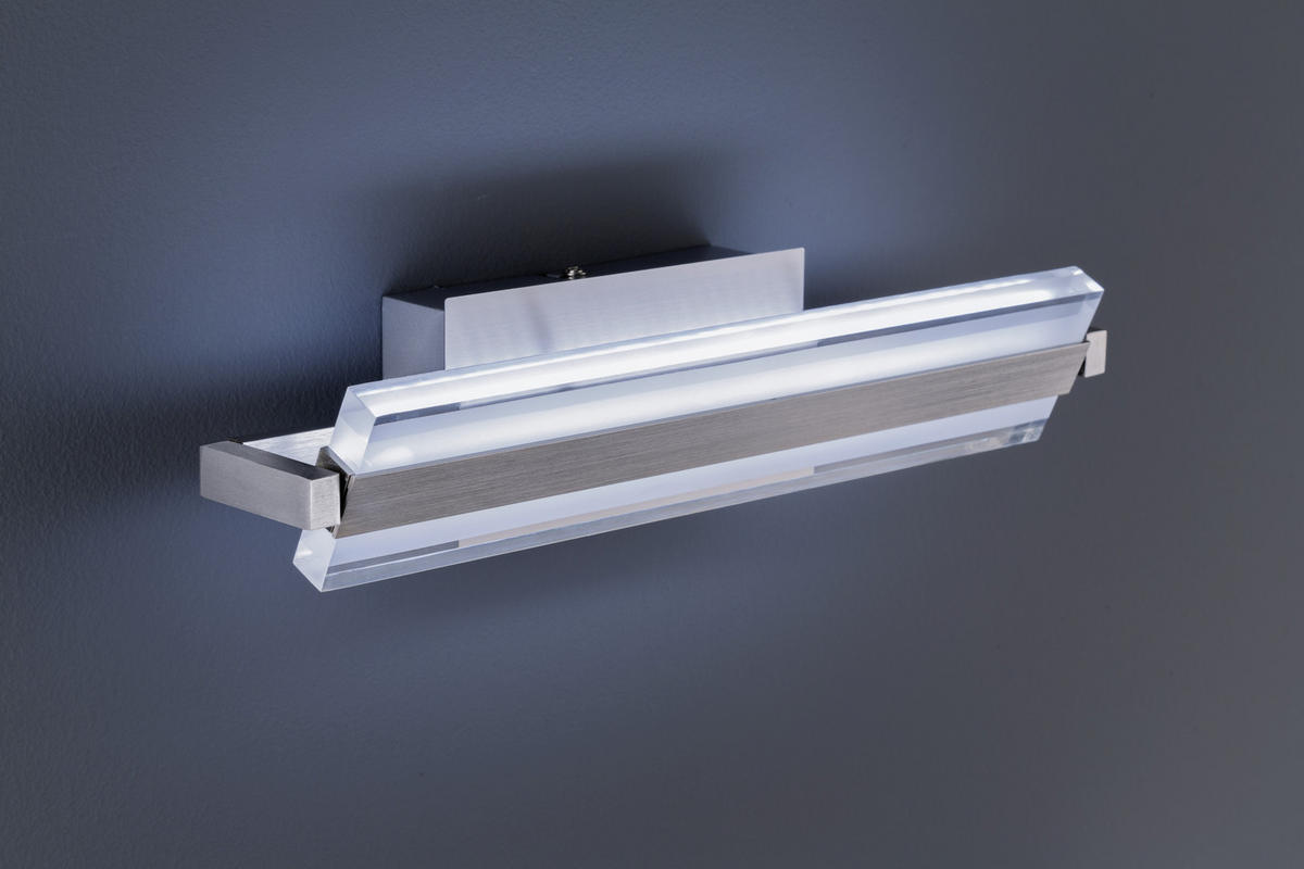 LED-WANDLEUCHTE   - Nickelfarben, Design, Kunststoff/Metall (8/35/12cm) - Fischer & Honsel