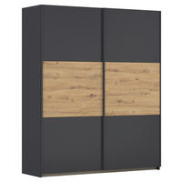 SCHWEBETÜRENSCHRANK Grau, Eiche Artisan  - Eiche Artisan/Grau, Modern, Holzwerkstoff/Metall (175/210/59cm) - Rauch Möbel