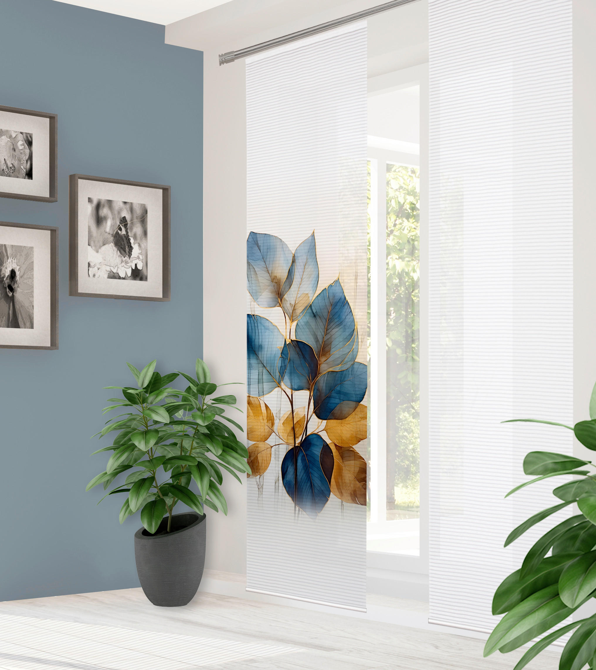 FLÄCHENVORHANG   blickdicht  60/245 cm   - Blau/Weiß, LIFESTYLE, Textil (60/245cm)