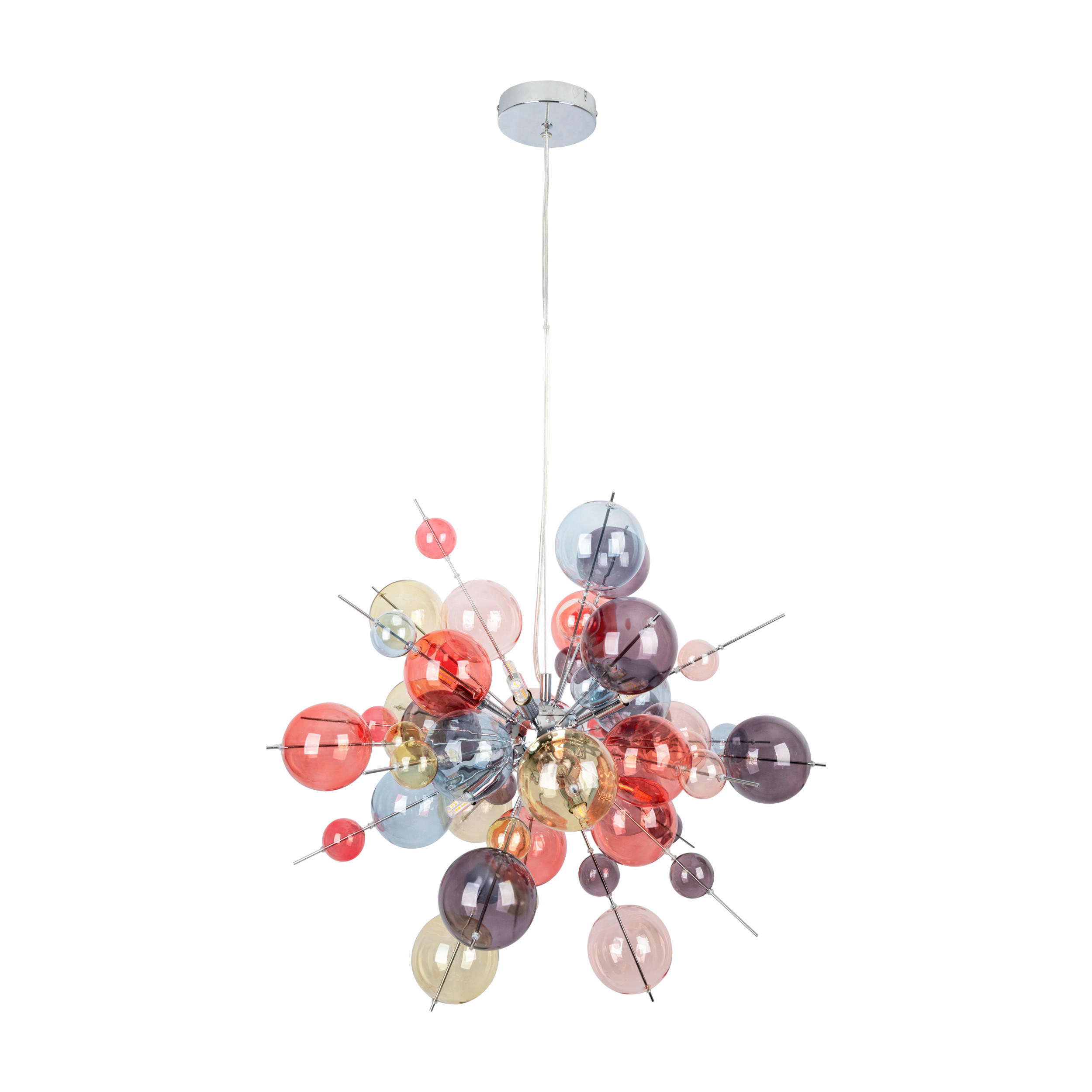 HÄNGELEUCHTE EXPLOSION 65/193 cm   - Chromfarben/Multicolor, Design, Glas/Metall (65/193cm) - Näve