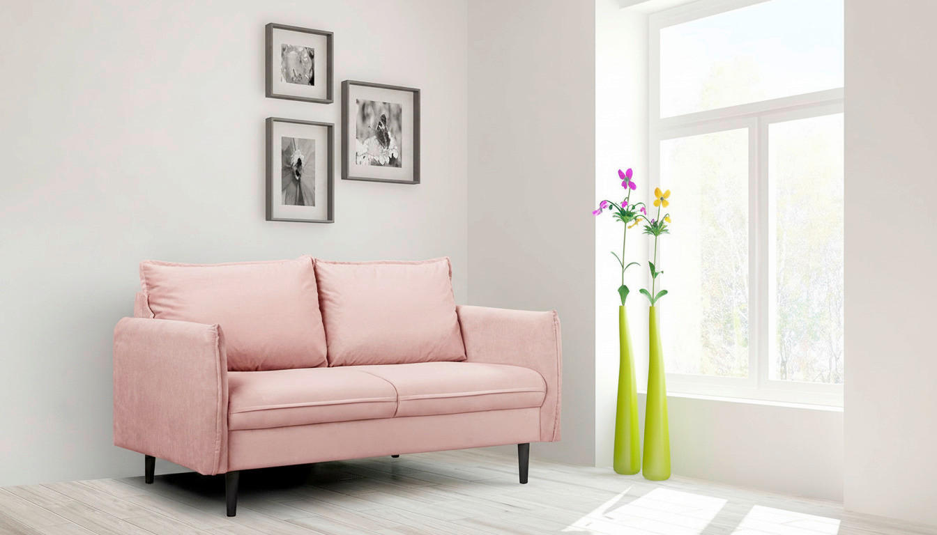 2-SITZER-SOFA JULI in Samt Rosa  - Schwarz/Rosa, Design, Holz/Textil (138/86/100cm) - P & B