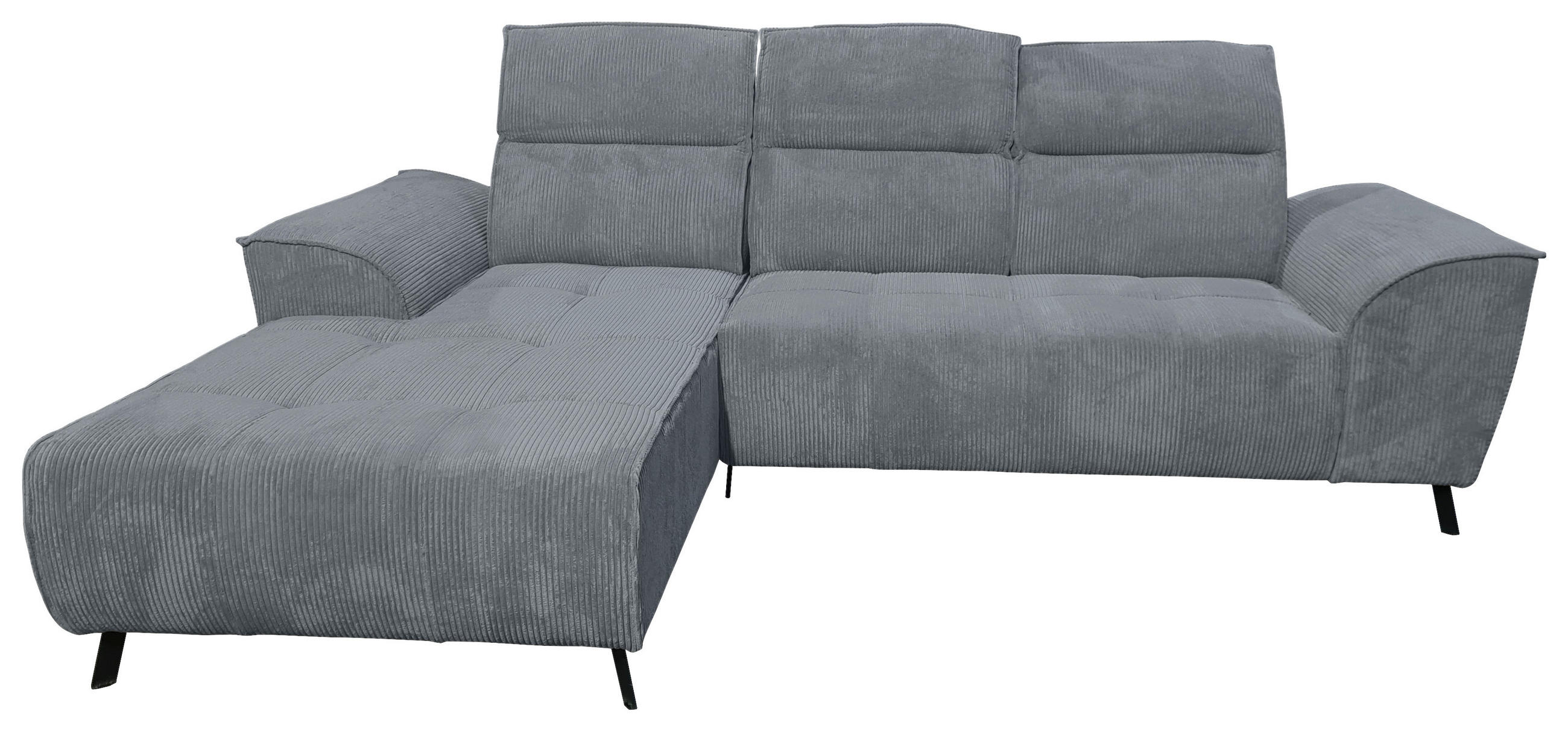 ECKSOFA Dunkelgrau Cord  - Dunkelgrau/Schwarz, KONVENTIONELL, Textil/Metall (196/290cm) - Carryhome